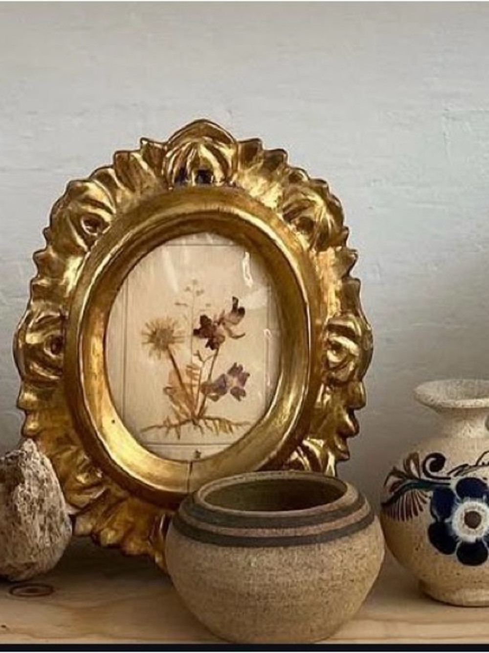Antique Wood Gesso Florentine Oval Wall Frames Gilt Ornate x 2